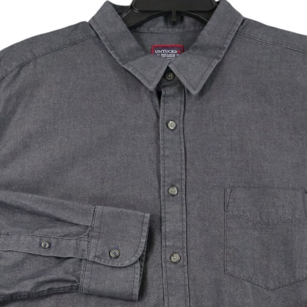 UNTUCKit Button Down Oxford Shirt Mens 3XL Tall Charcoal Grey Cotton Casual Wear